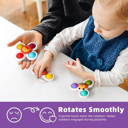 LiKee Fidget Rotating Sensory Bath Toys - Strong Suction Cups for Travel & Play | Ideal for 10+ Months