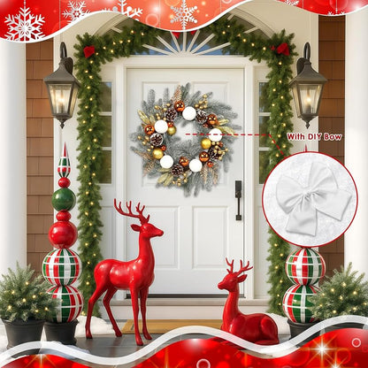 20in Christmas Front Door Wreath with Berries, Pine & Pinecones - 3rd Variation