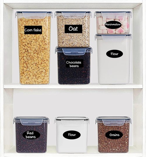 M MCIRCO Airtight Food Storage Containers - 25-Piece Set for Kitchen Organization | Plastic with Lids, Labels & Measuring Cups