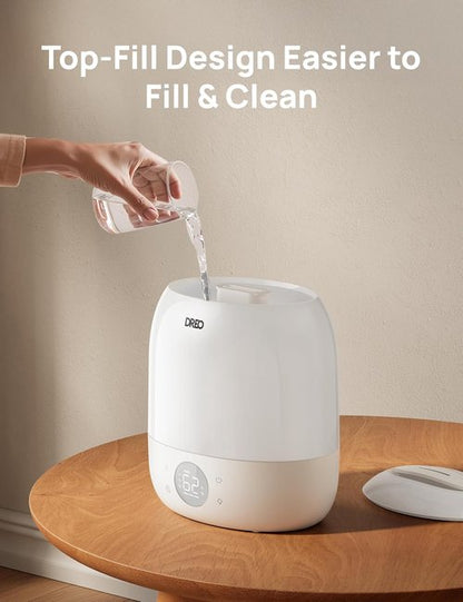 DREO Humidifier for Bedroom - Ultra Quiet 28dB Cool Mist with 30H Runtime & RGB Night Light | Perfect for Baby & Nursery