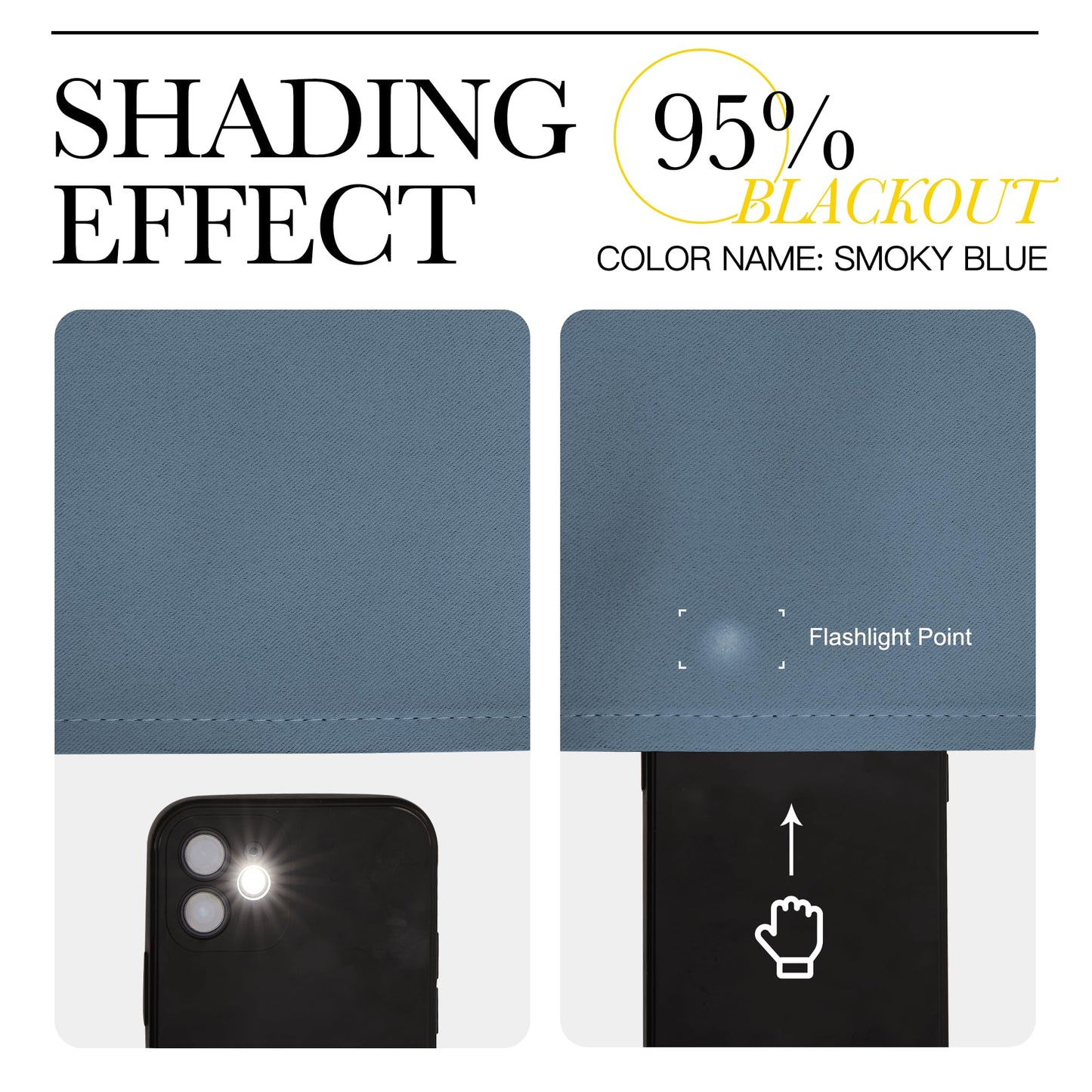 NICETOWN Smoky Blue Blackout Curtains for Bedroom - Triple Weave Grommet Top Thermal Insulated Window Treatment Light Blocking Drapes for Cafe/Home Office, W46 x L54, Set of 2