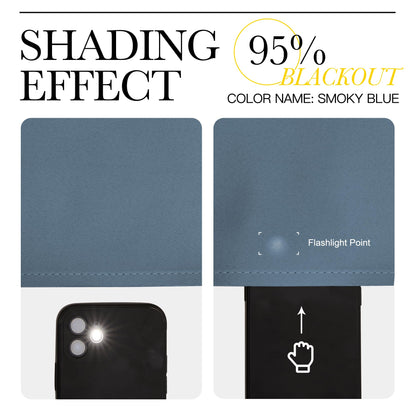 NICETOWN Smoky Blue Blackout Curtains for Bedroom - Triple Weave Grommet Top Thermal Insulated Window Treatment Light Blocking Drapes for Cafe/Home Office, W46 x L54, Set of 2