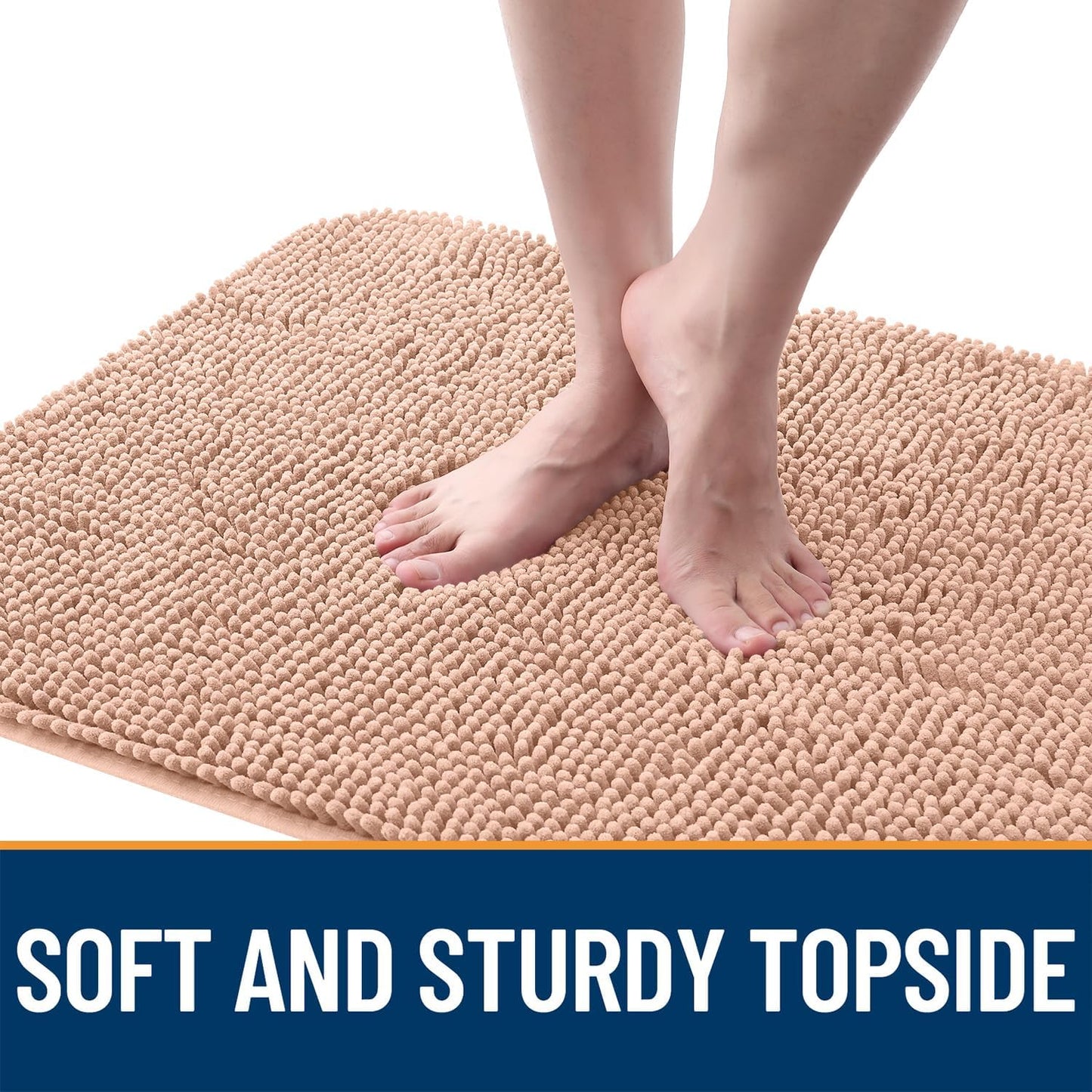 OLANLY Dog Door Mat - Absorbent Non-Slip Mud Mat for Dogs | Quick Dry Chenille, 30x20, Peach