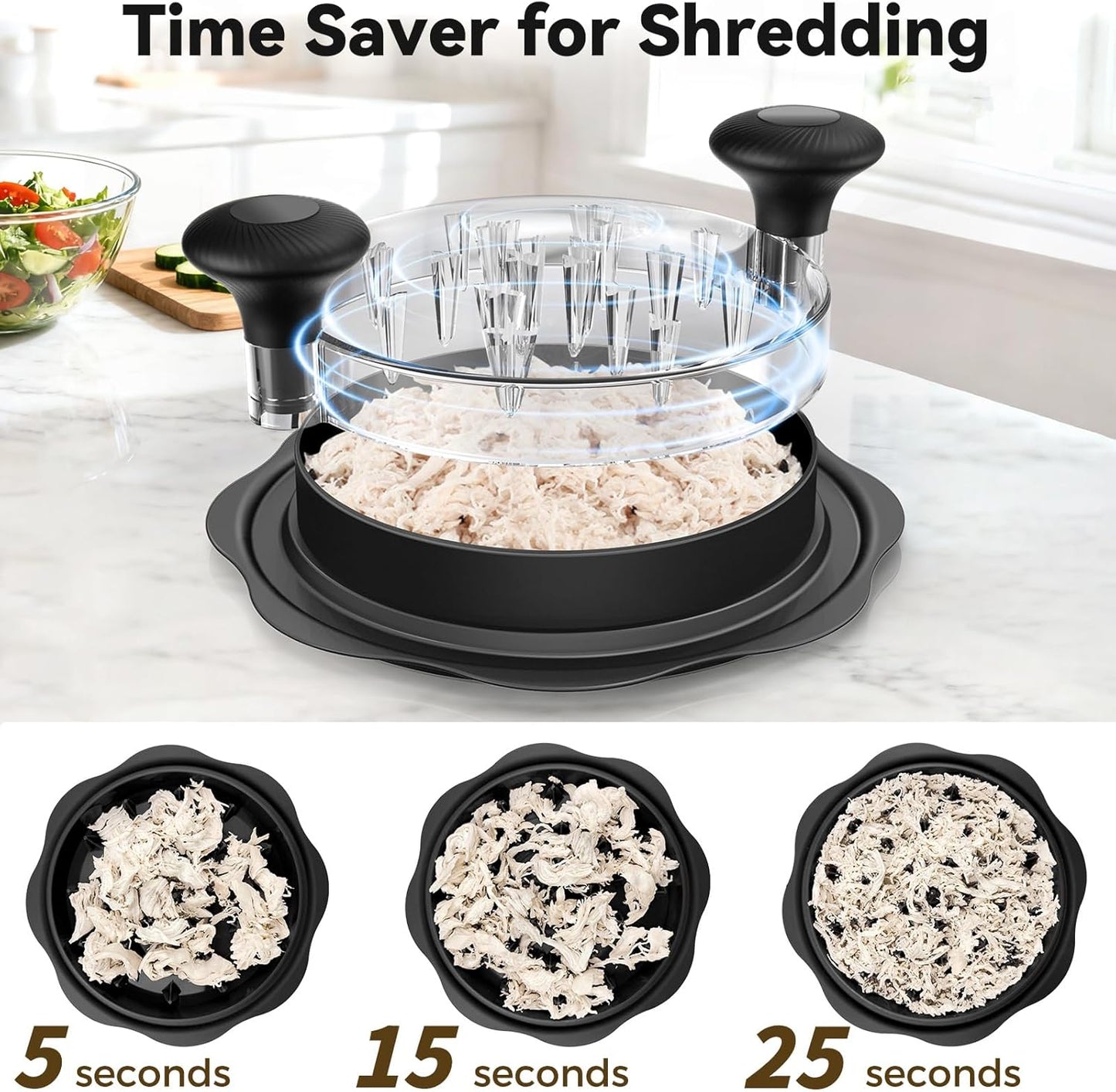 Ukeetap 10" Pro Chicken Shredder Tool - BPA-Free, Ergonomic Design, Anti-Slip Base | Black