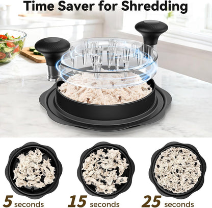 Ukeetap 10" Pro Chicken Shredder Tool - BPA-Free, Ergonomic Design, Anti-Slip Base | Black