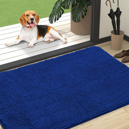 OLANLY Dog Door Mat - Absorbent Non-Slip Washable Doormat for Muddy Paws | 47x32 Royal Blue