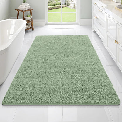 OLANLY Bathroom Rugs - Extra Soft Chenille Bath Mats | Quick Dry, Machine Washable, 70x46, Sage Green
