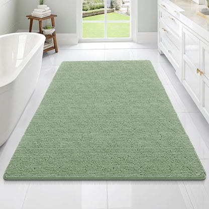 OLANLY Bathroom Rugs 70x46, Extra Soft Absorbent Chenille Bath Rugs, Rubber Backing Quick Dry, Machine Washable Bath Mats for Bathroom Floor, Tub and Shower, Home Decor Accessories, Sage Green