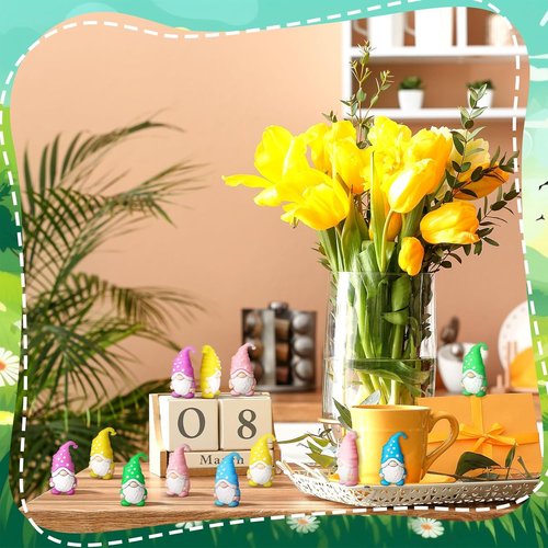 Lunmon Mini Resin Gnome Figurines - 50 Pcs Tiny Gnome Statues for Spring & Easter Decor | Indoor & Outdoor Use