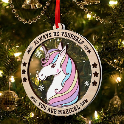 Unicorn Ornament - Unicorn Christmas Ornament 2026 | Wood Acrylic Keepsake, Gift Box Included