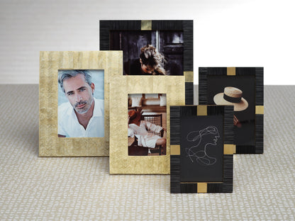 Zodax Maha Black & White Bone with Brass Trim Photo Frame (5x7, Black)
