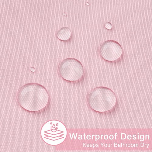 AooHome Extra Long 72x78 inch Shower Liner, Fabric Solid Color Shower Curtain Liner with Hooks, Weighted Hem, Water Repellent, Pink