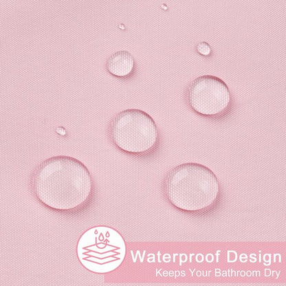 AooHome Standard 72x72 inch Shower Curtain Liner, Durable Polyester Solid Color Shower Curtain with Hooks, Weighted Hem, Water Repellent, Pink