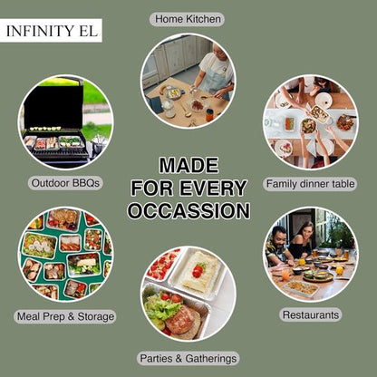 Infinity EL Disposable Aluminum Foil Pans - Heavy Duty Mini Shallow 8.5"x6"x1.5" | 20 Pack for Roasting & Baking
