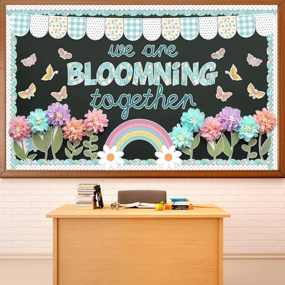 Regine Switzerland Flower Bulletin Board Set - 3D Tissue Paper Pompoms & Butterfly Cutouts for Classroom Decor