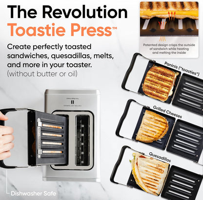 Revolution R180 Connect Touchscreen Smart Toaster & Toastie Press - 6 Bread Types, 7 Browning Levels, Stainless Steel, 2-Slice