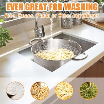 Stainless Steel Colander Set by [Brand Name] - Durable Rice & Pasta Strainers | Nesting Design, Rust-Resistant, Dishwasher Safe | 1.5, 3, & 5 Quart