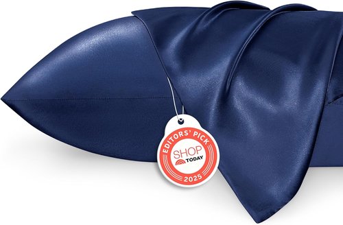 Bedsure King Size Satin Pillowcase Set - Navy Silky Pillow Cases for Hair & Skin, 20x36 Inches, 2-Pack