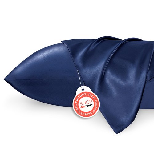 Bedsure Satin Pillowcase 2 Pack Similar to Silk Pillow Cases Standard Size, Pillow Case for Sleeping Women with Envelope Closure, Gifts for Women Men, Navy, 20x26 Inches, 2pcs