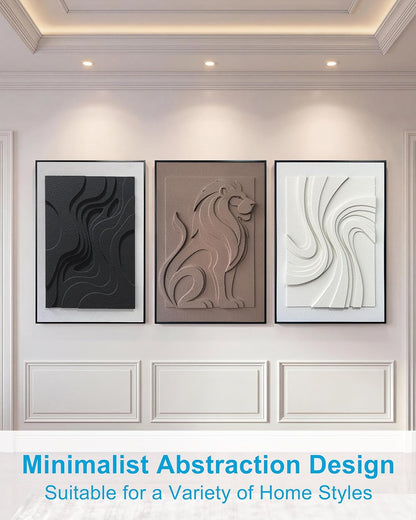 MIX3D Wall Art - 3D Textured Sandstone Set of 3 | 24x36 Inch Framed Handcrafted Artwork for Home Decor