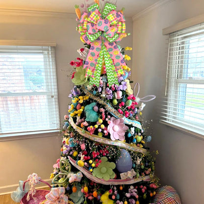 Montekin Large Easter Bows - 20x11 Inch Pre-Tied Wired Ribbon Bows for Wreaths & Tree Toppers | Yellow, 2 Pack