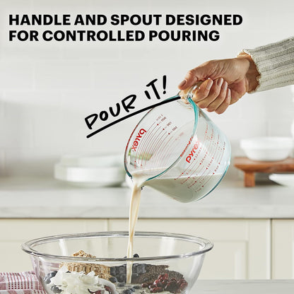 Pyrex 4-Cup Glass Measuring Cup - Dishwasher, Freezer & Microwave Safe Kitchen Essential