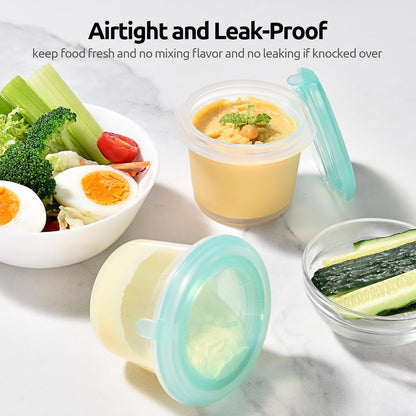 U-Taste Silicone Food Container Set - 4oz x 2, Airtight & Stackable, Freezer/Microwave Safe, Aqua Sky