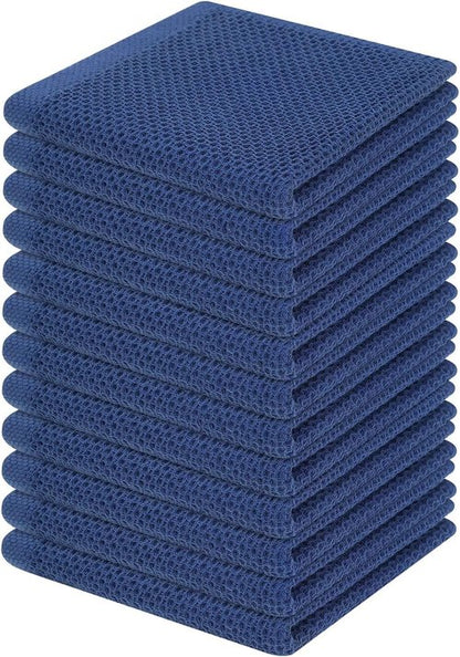 Homaxy 100% Cotton Dish Cloths - Ultra Soft, Absorbent & Quick Drying | 12-Pack, Navy Blue, 12 x 12 Inches