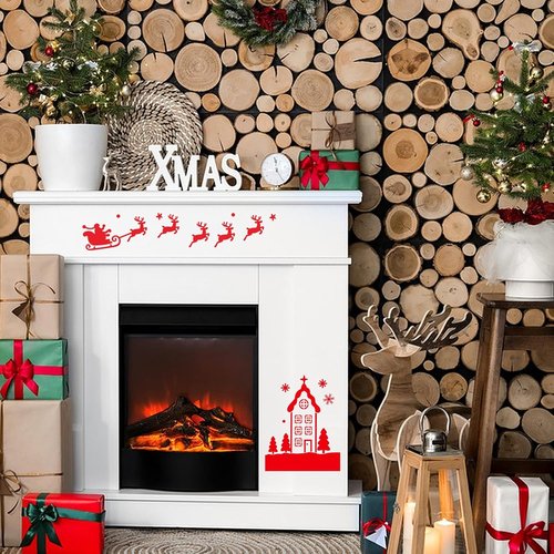 8 Pcs Large Christmas Window Stencils - Reusable Holiday Templates for Glass, Wood & Fabrics | Winter House, Reindeer & Santa Claus Designs