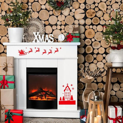8 Pcs Large Christmas Window Stencils - Reusable Holiday Templates for Glass, Wood & Fabrics | Winter House, Reindeer & Santa Claus Designs