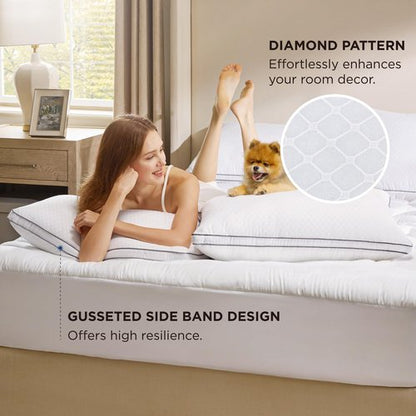 Bedsure King Pillows Set of 2 - Fluffy Bed Pillows for Sleeping, Hotel Quality, Diamond Quilted Design, Gusseted Supportive Down Alternative Filling for Back, Stomach, Side Sleepers