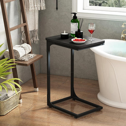 QEEIG C Table Set of 2 - Modern Black C-Shaped Side Tables for Living Room & Couch
