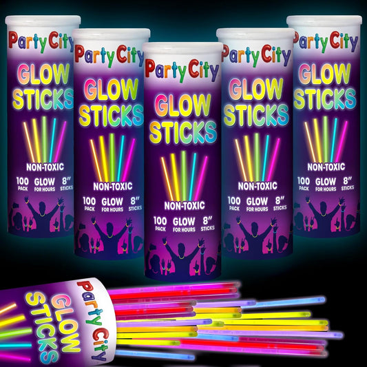 Party City 500 Glow Sticks - Neon Glow in the Dark Party Supplies | Connectors, Bracelets & Necklaces for Kids & Adults