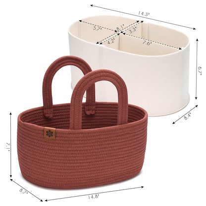PeraBella Baby Diaper Caddy Organizer - Portable Cotton Rope Storage for Nursery & Travel | Ideal for Boys & Girls