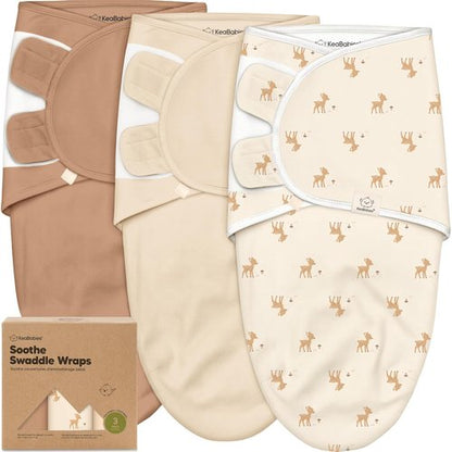 Lil Fawn Organic Baby Swaddle Sleep Sacks | Soft & Snug for Newborns 0-3 Months - 3-Pack