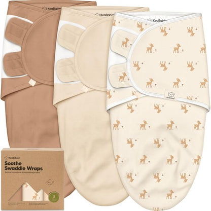 3-Pack Organic Baby Swaddle Sleep Sacks - Swaddles for Newborns, Infant 0-3 Months, Baby Girls, Boys, Soft & Snug Newborn Sleep Sack, Nursery Swaddling Blankets (Lil Fawn, OS)