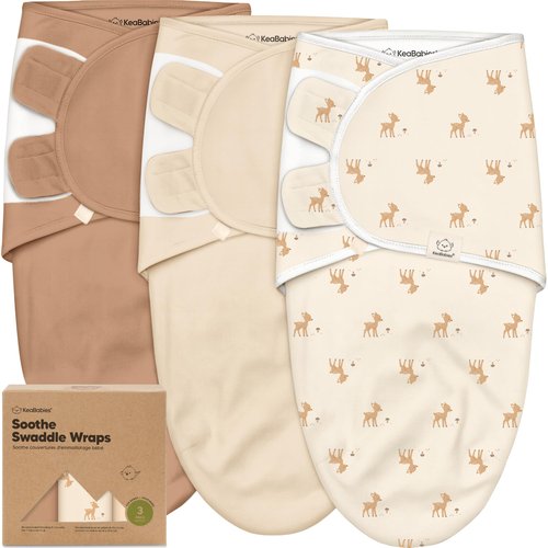3-Pack Organic Baby Swaddle Sleep Sacks - Swaddles for Newborns, Infant 0-3 Months, Baby Girls, Boys, Soft & Snug Newborn Sleep Sack, Nursery Swaddling Blankets (Lil Fawn, OS)
