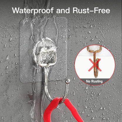 Skiennix Heavy-Duty Wall Hooks - 44lb Capacity, Self-Adhesive & Removable, 10-Pack, Clear & Waterproof