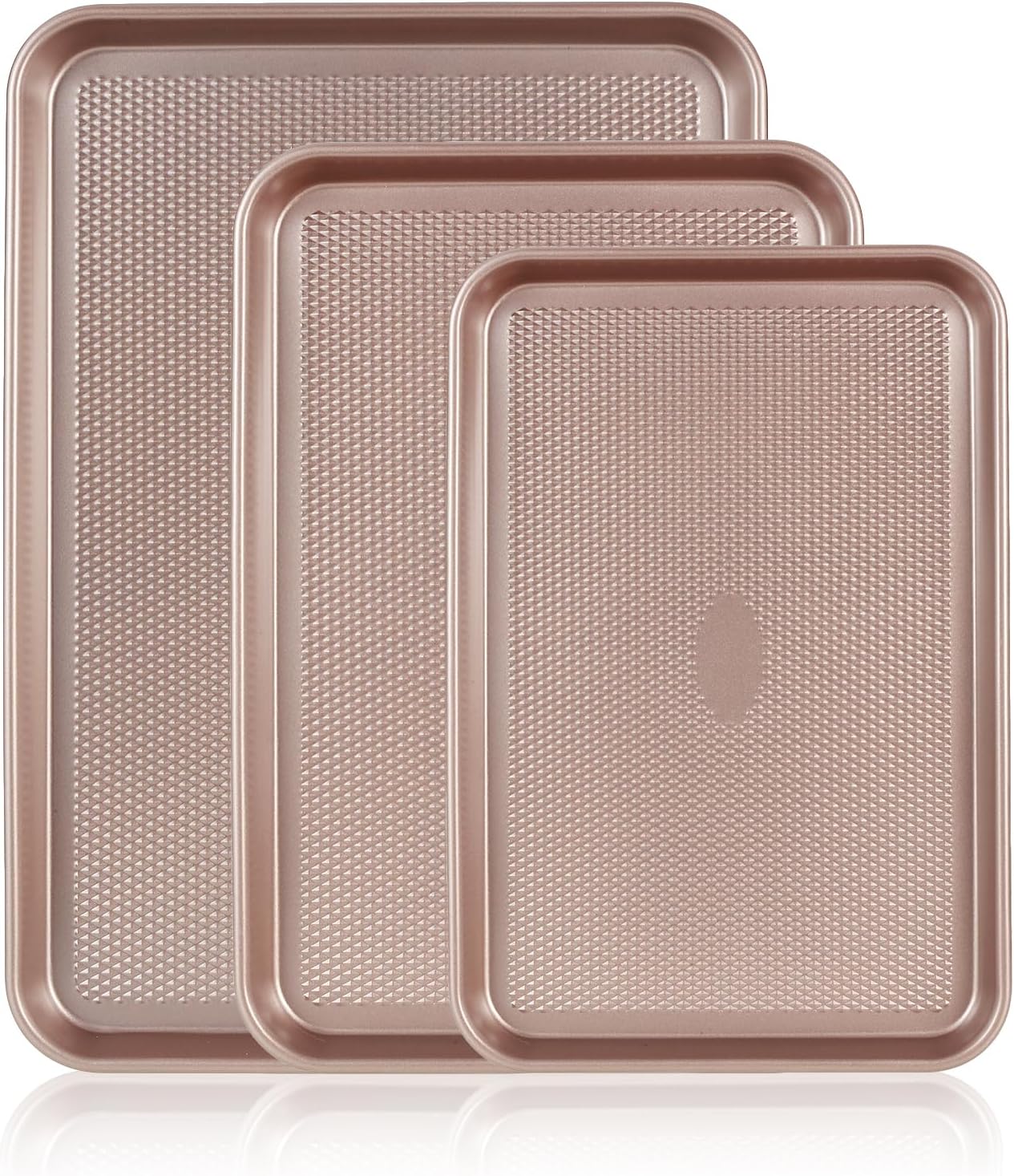 SS&CC Nonstick Baking Sheet Pan Set - 3 Carbon Steel Cookie Sheets, PFOA-Free & Oven Safe (17.5x12, 15.5x10.2, 13.5x9.5 Inch)