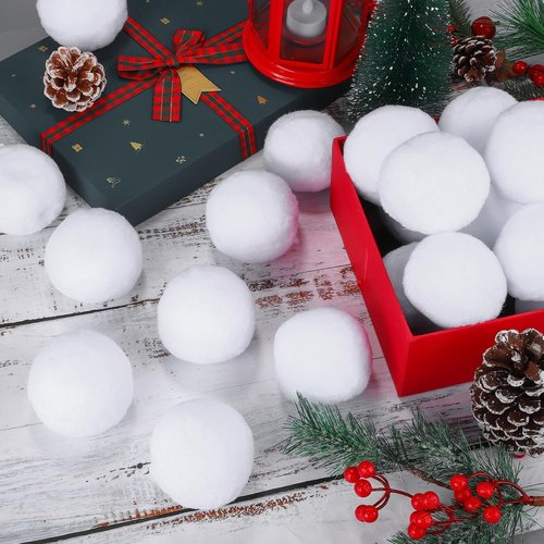 Elcoho 100-Piece 2-Inch Artificial Snow Balls Set - Realistic Plush Toss Balls for Kids | Winter Fun & Decor