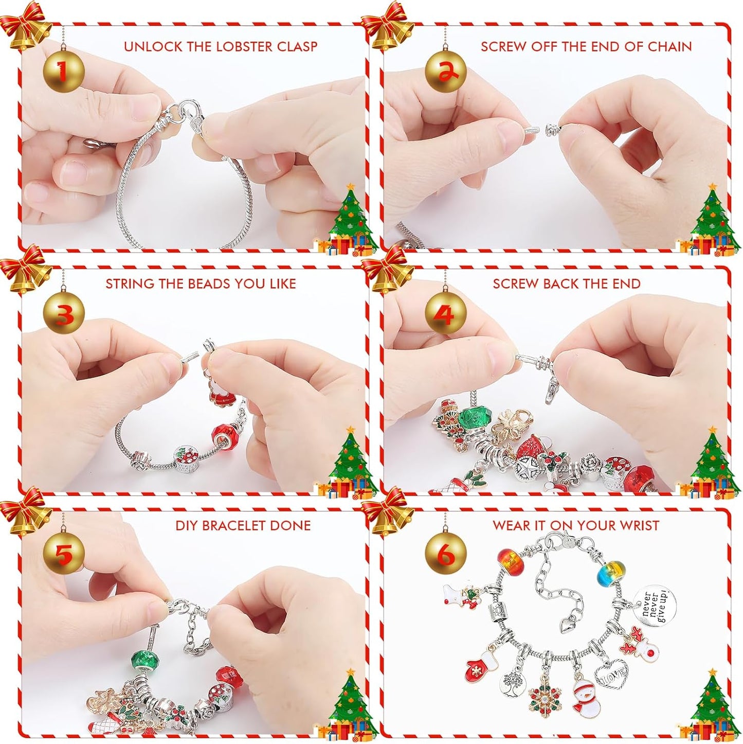 Regine Switzerland Christmas Advent Calendar Bracelets - 24-Day DIY Jewelry Making Kit for Women