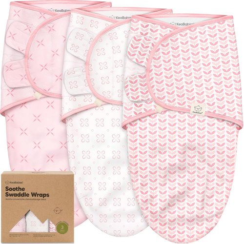 3-Pack Organic Baby Swaddle Sleep Sacks - Soft & Snug Swaddles for Newborns 0-3 Months | Blossom Color