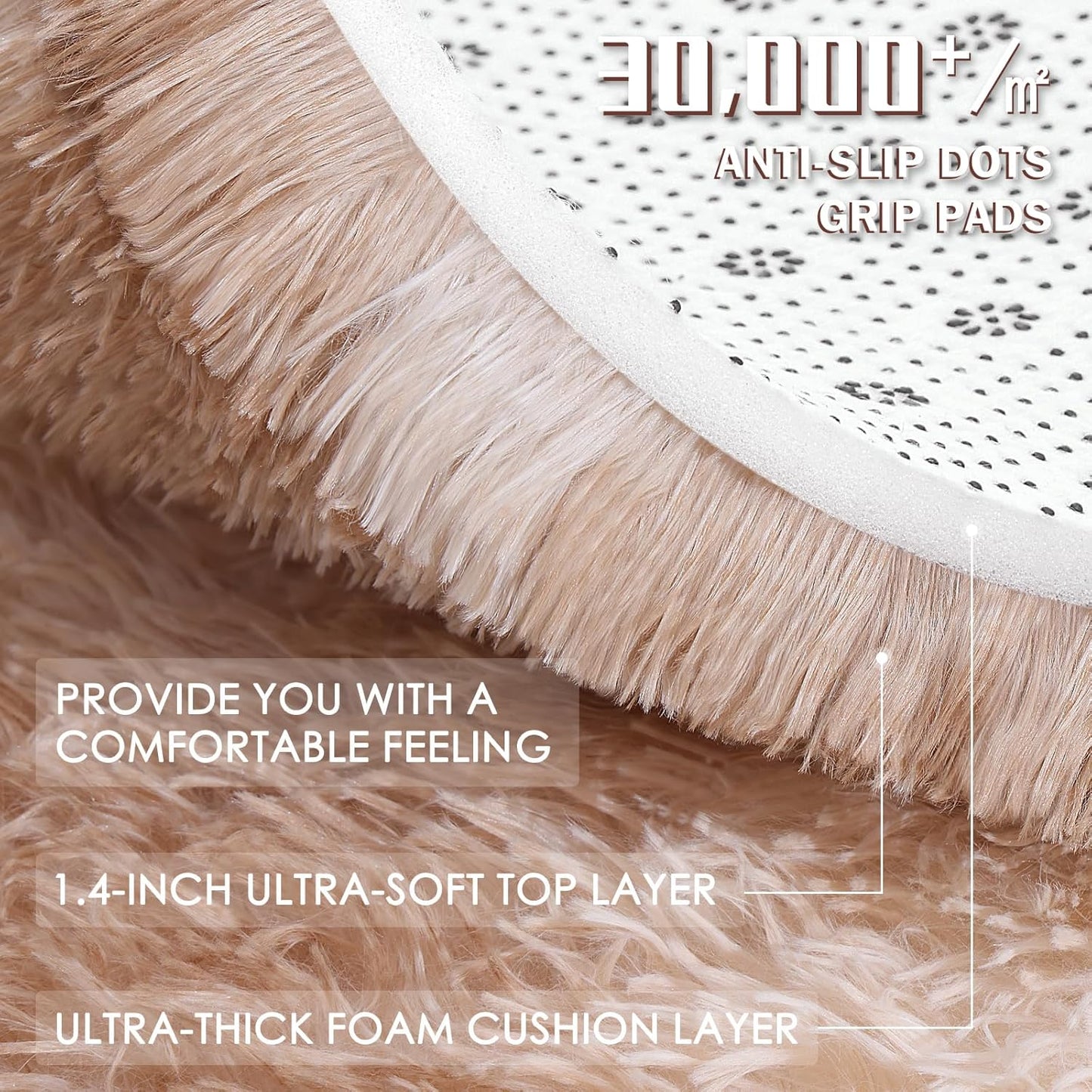 OLANLY Area Rugs - Soft Fluffy Shaggy Indoor Carpet for Living Room & Bedroom | 4x5.9 Feet, Beige Tie-Dye