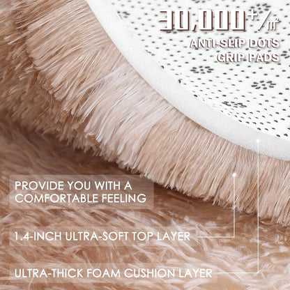 OLANLY Area Rugs - Soft Fluffy Shaggy Indoor Carpet for Living Room & Bedroom | 4x5.9 Feet, Beige Tie-Dye