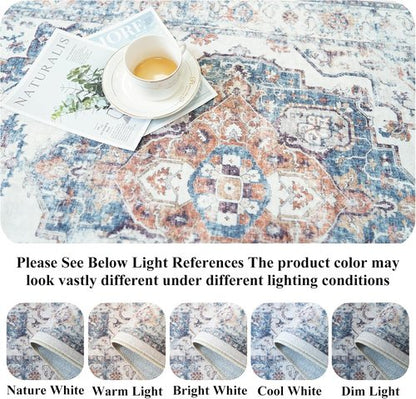 Hallway Washable Runner Rug - Vintage Soft Non-Slip 3x6 Entryway Floor Mat | Ideal for Kitchen & Living Room