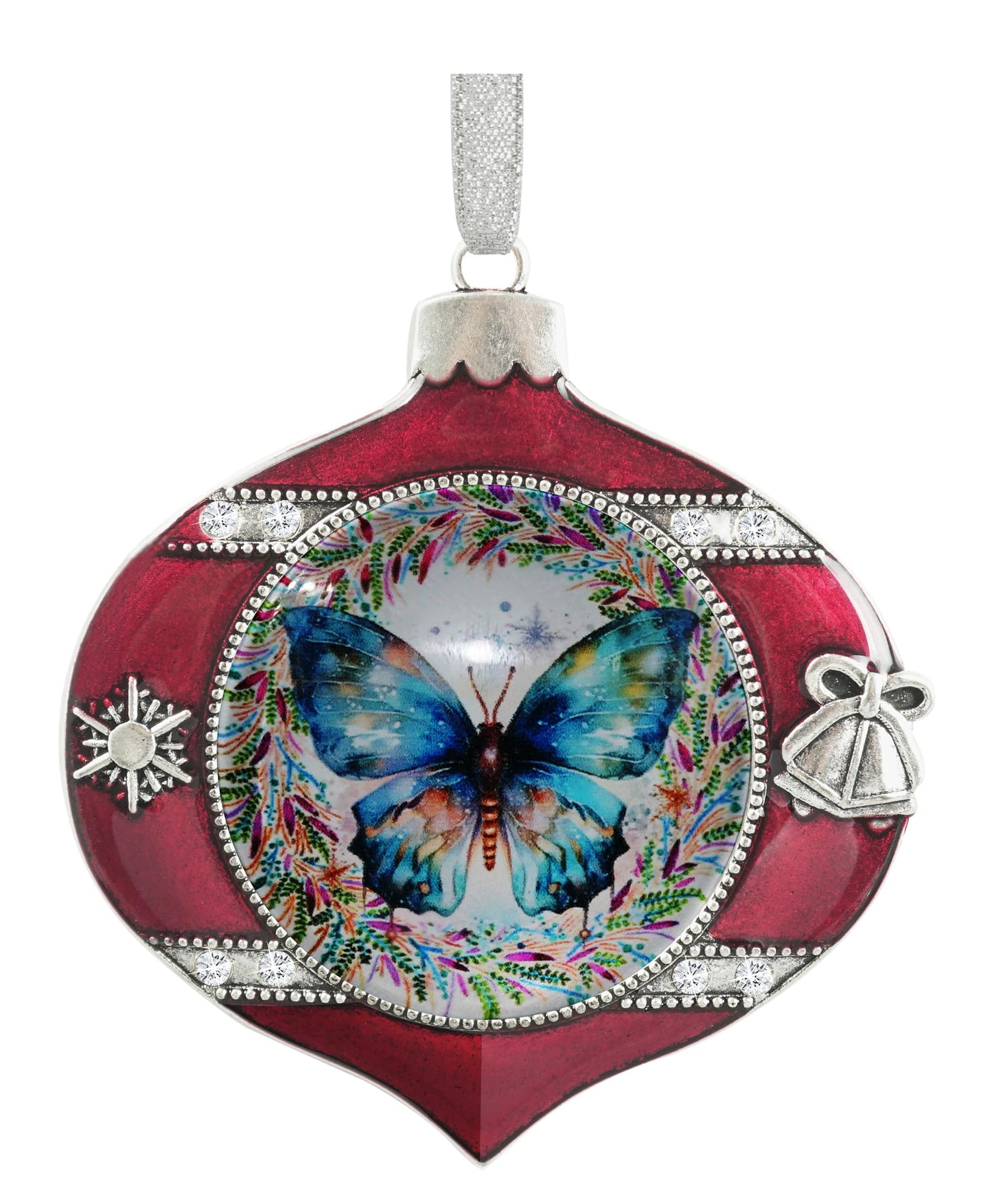 FQJNS Annual Edition Little Butterfly on Christmas Background Christmas Ornament Holidays Ornaments Creative Glass Ornament Christmas Tree Home Decoration