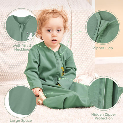 Yoofoss Baby Sleep Sack 6-12 Months Long Sleeve Wearable Blanket Baby 100% Cotton 2-Way Zipper 0.5 Tog Infants Sleeping Sack, Lightweight(Medium)