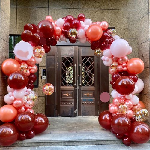 **Burgundy Red & Pink Balloons - 60 Pack 12in Latex & Confetti Balloons for Birthday & Wedding Decor**