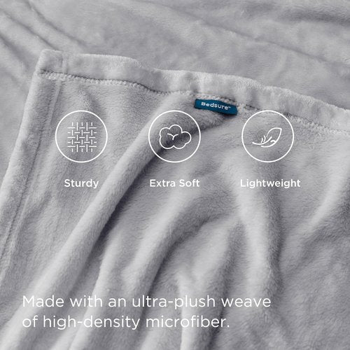 Bedsure GentleSoft Fleece Blanket - Lightweight Plush Cozy Twin Size Light Grey, 60x80 Inches