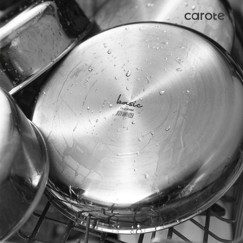 CAROTE 14pcs Pots and Pans Set, Stainless Steel Cookware Set Detachable Handle, Induction Kitchen Cookware Sets with Removable Handle, RV Cookware Set, Oven Safe, Camping Cookware, Black